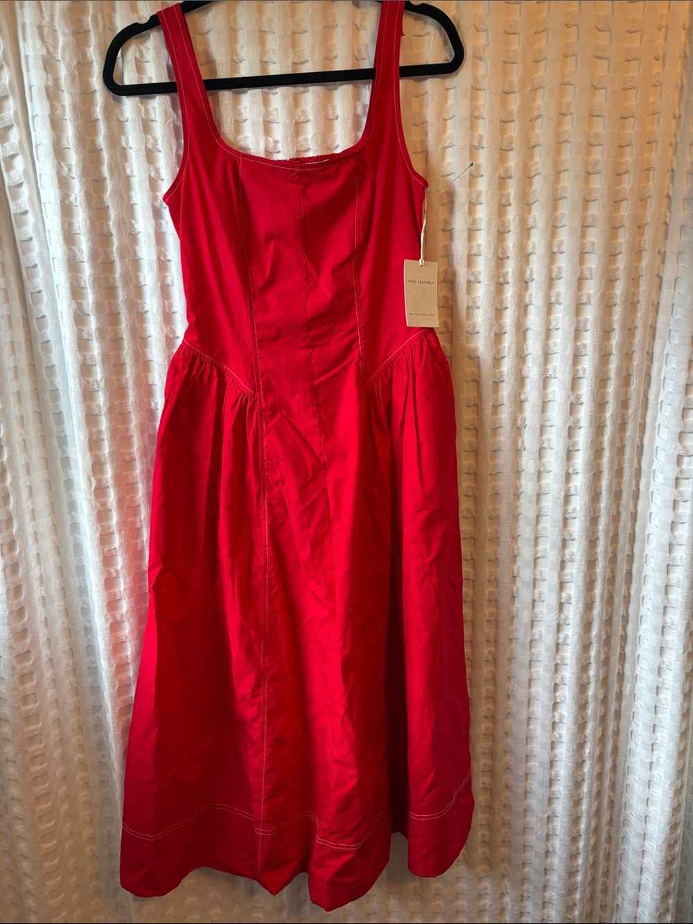 Womens Red Sleeveless Fit-and-Flare Dress
